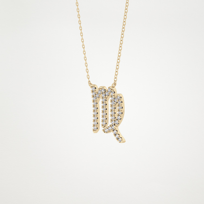 0.204 TCW Round Lab Grown Diamond Virgo Zodiac Sign Necklace