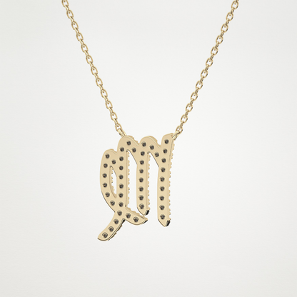 0.204 TCW Round Lab Grown Diamond Virgo Zodiac Sign Necklace