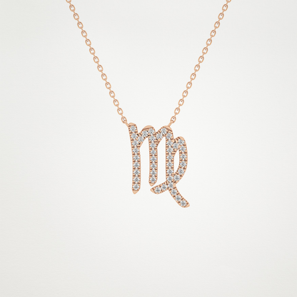 0.204 TCW Round Lab Grown Diamond Virgo Zodiac Sign Necklace