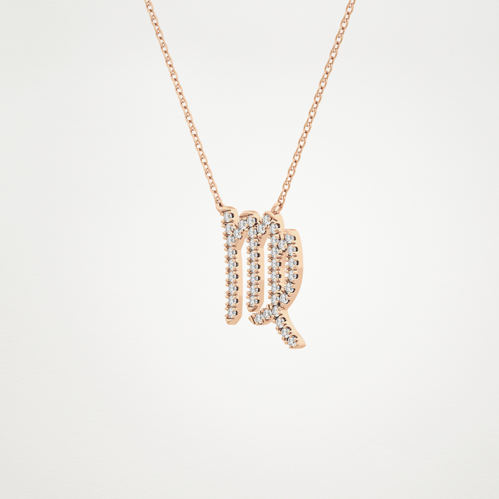 0.204 TCW Round Lab Grown Diamond Virgo Zodiac Sign Necklace