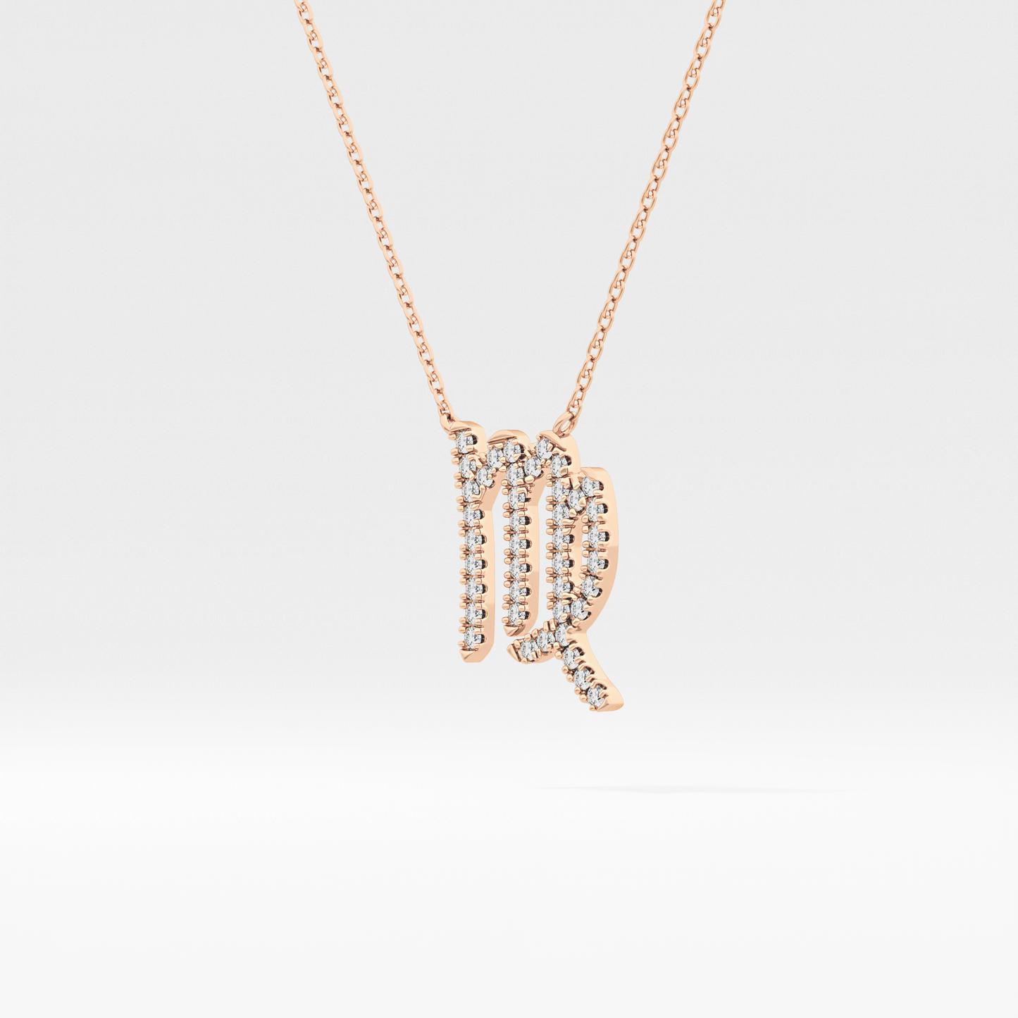 0.204 TCW Round Lab Grown Diamond Virgo Zodiac Sign Necklace