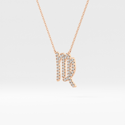 0.204 TCW Round Lab Grown Diamond Virgo Zodiac Sign Necklace
