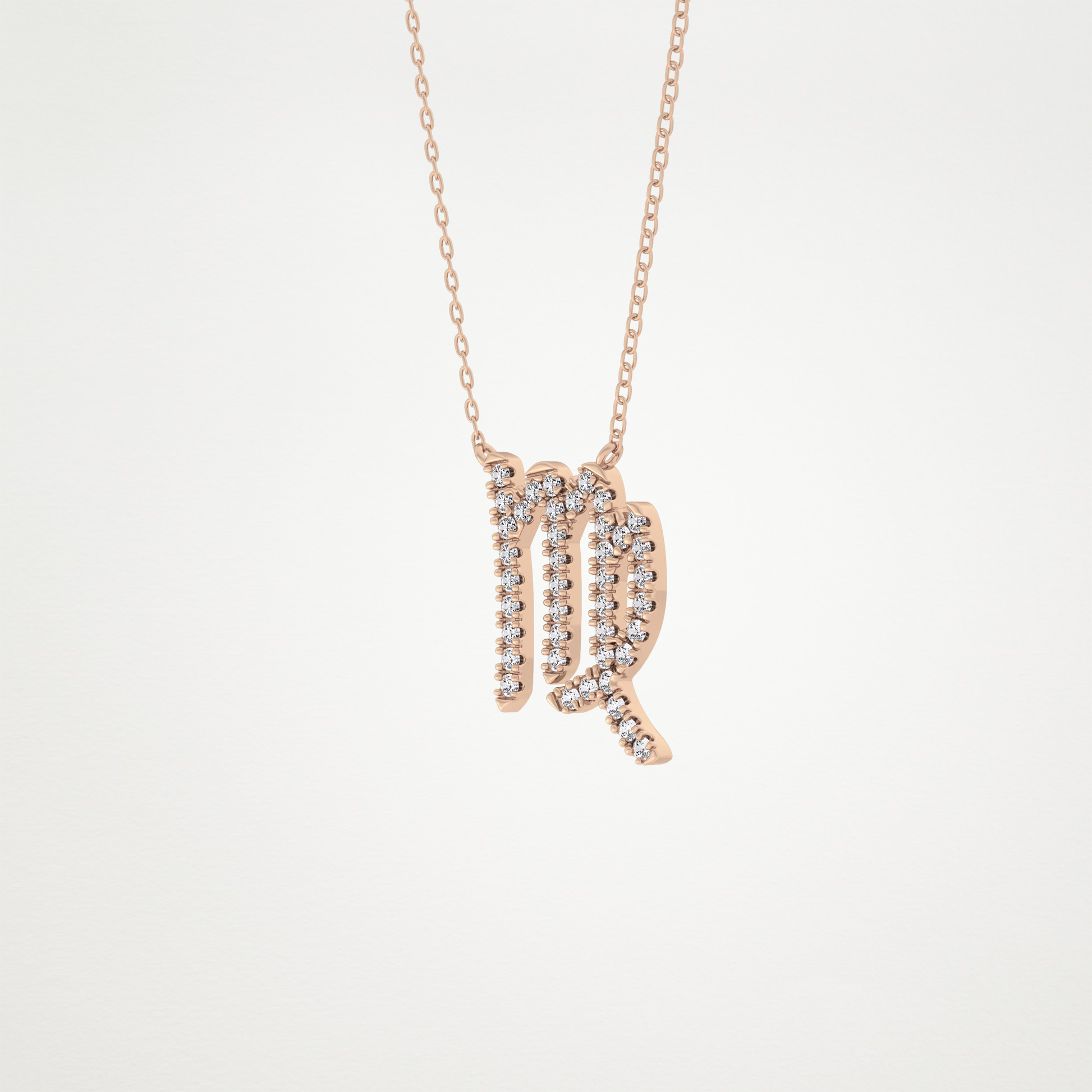 0.204 TCW Round Lab Grown Diamond Virgo Zodiac Sign Necklace
