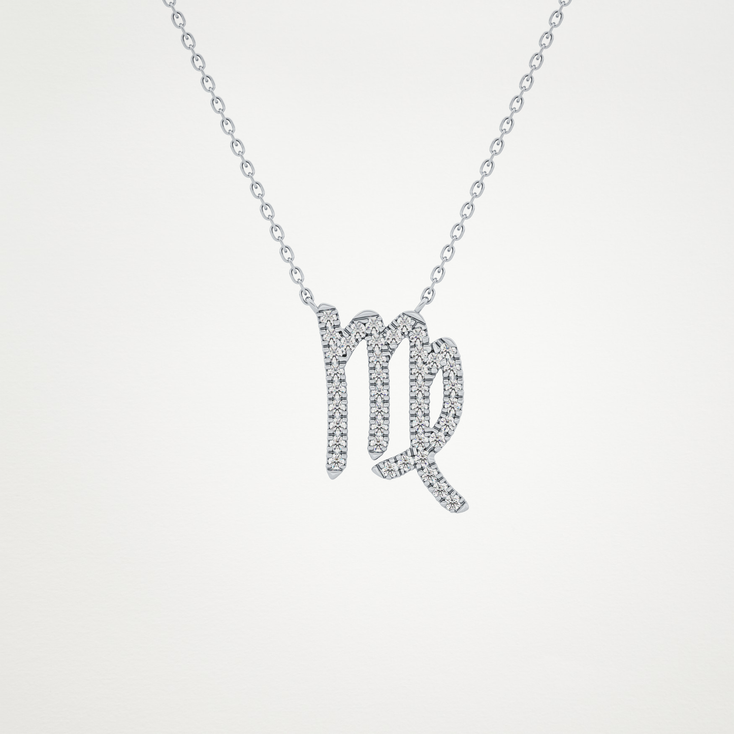 0.204 TCW Round Lab Grown Diamond Virgo Zodiac Sign Necklace