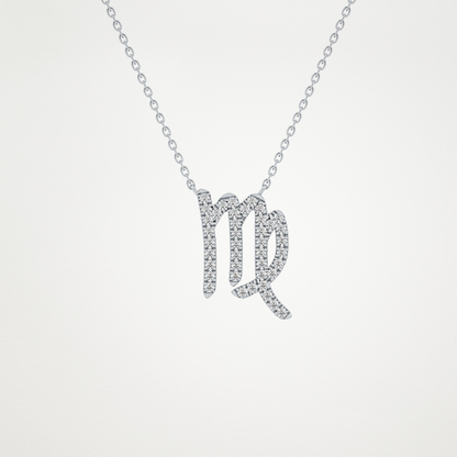 0.204 TCW Round Lab Grown Diamond Virgo Zodiac Sign Necklace