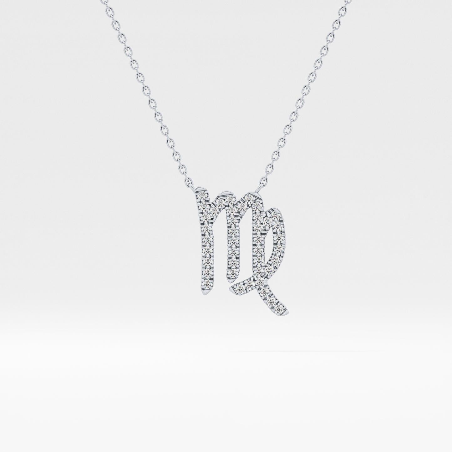 0.204 TCW Round Lab Grown Diamond Virgo Zodiac Sign Necklace
