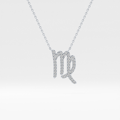 0.204 TCW Round Lab Grown Diamond Virgo Zodiac Sign Necklace
