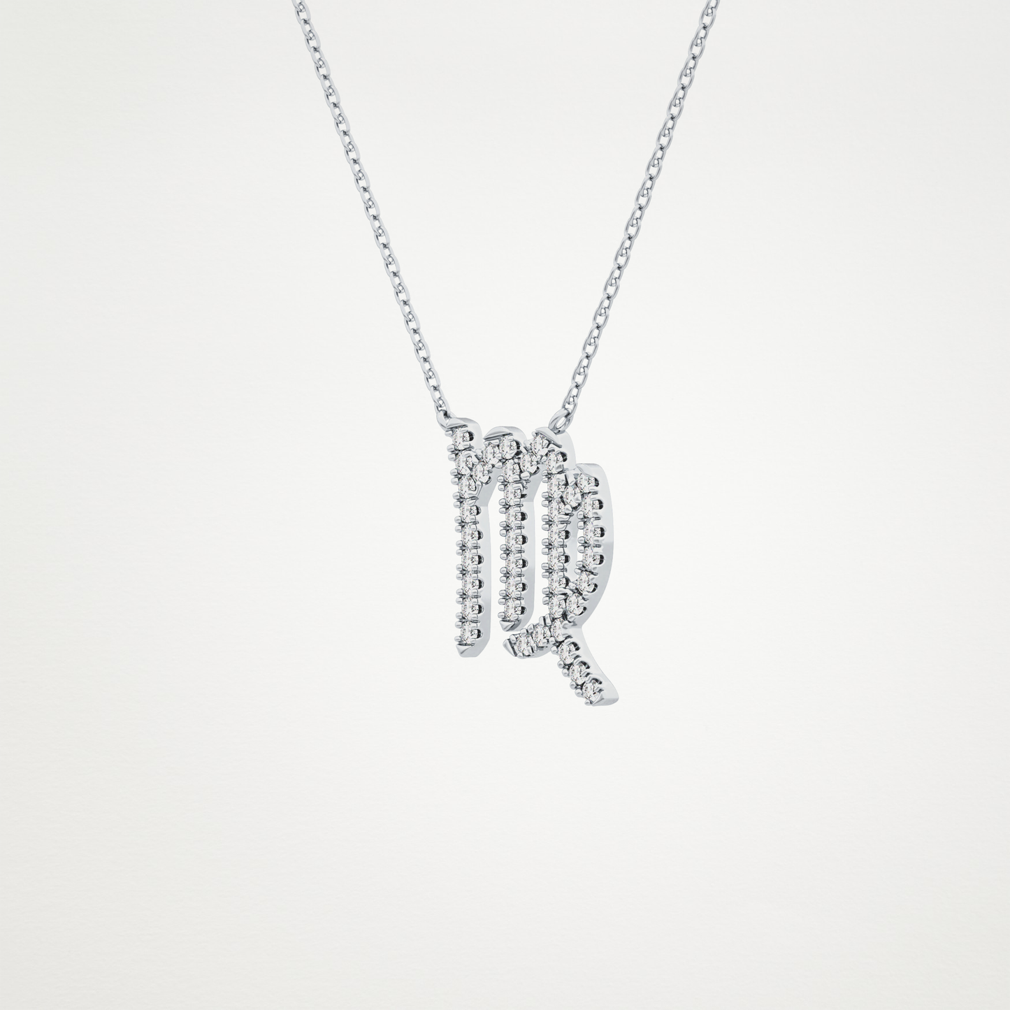 0.204 TCW Round Lab Grown Diamond Virgo Zodiac Sign Necklace