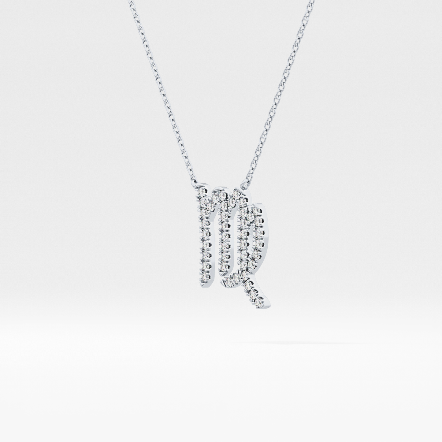 0.204 TCW Round Lab Grown Diamond Virgo Zodiac Sign Necklace