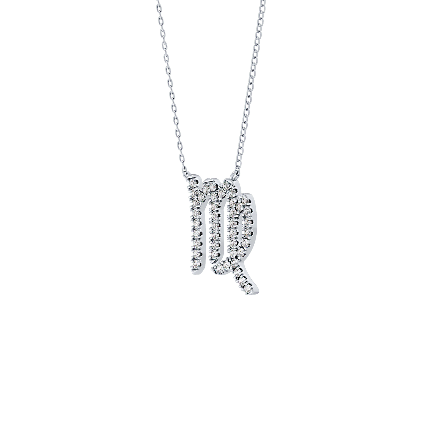 0.204 TCW Round Lab Grown Diamond Virgo Zodiac Sign Necklace