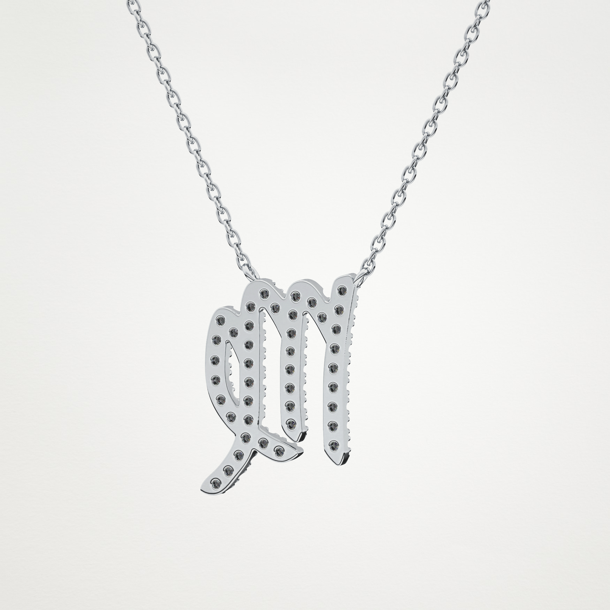 0.204 TCW Round Lab Grown Diamond Virgo Zodiac Sign Necklace