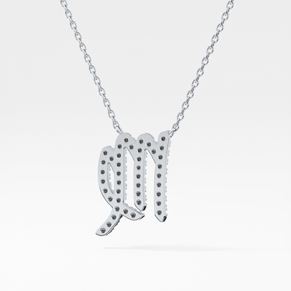 0.204 TCW Round Lab Grown Diamond Virgo Zodiac Sign Necklace