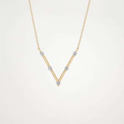 0.08 TCW Round Lab Grown Diamond V Shaped Five Stone Necklace