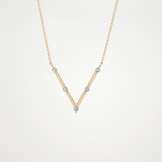 0.08 TCW Round Lab Grown Diamond V Shaped Five Stone Necklace