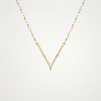 0.08 TCW Round Lab Grown Diamond V Shaped Five Stone Necklace