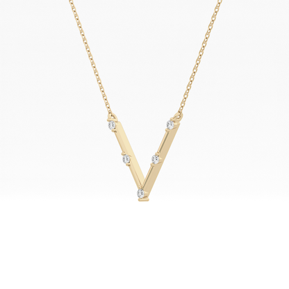 0.08 TCW Round Lab Grown Diamond V Shaped Five Stone Necklace