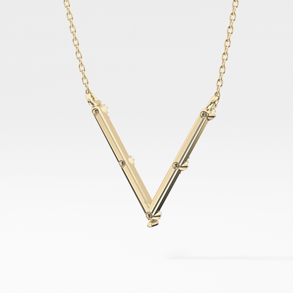 0.08 TCW Round Lab Grown Diamond V Shaped Five Stone Necklace