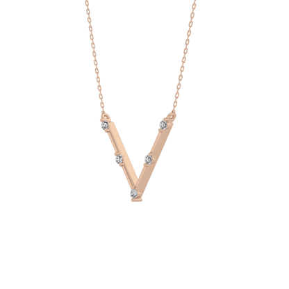 0.08 TCW Round Lab Grown Diamond V Shaped Five Stone Necklace