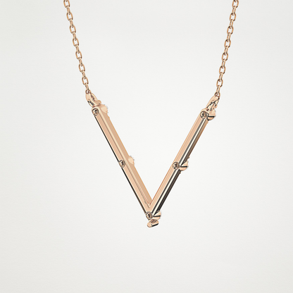 0.08 TCW Round Lab Grown Diamond V Shaped Five Stone Necklace