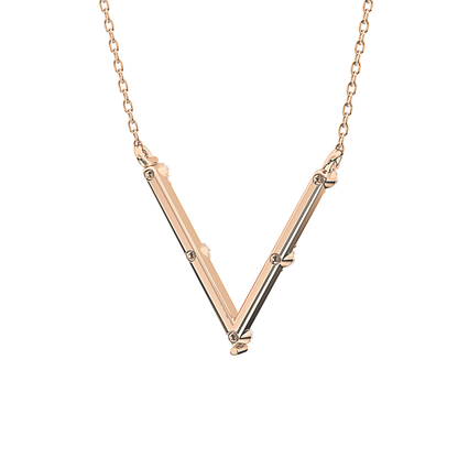 0.08 TCW Round Lab Grown Diamond V Shaped Five Stone Necklace