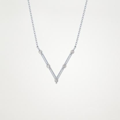0.08 TCW Round Lab Grown Diamond V Shaped Five Stone Necklace