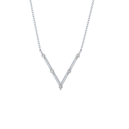0.08 TCW Round Lab Grown Diamond V Shaped Five Stone Necklace
