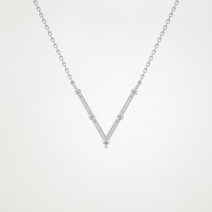 0.08 TCW Round Lab Grown Diamond V Shaped Five Stone Necklace