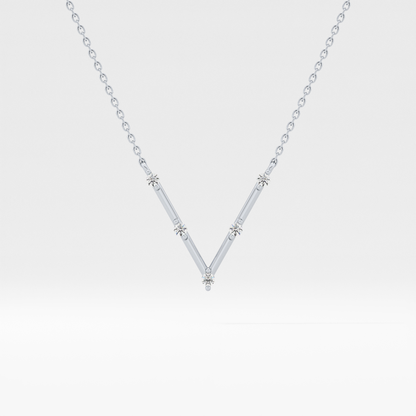 0.08 TCW Round Lab Grown Diamond V Shaped Five Stone Necklace