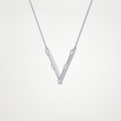 0.08 TCW Round Lab Grown Diamond V Shaped Five Stone Necklace