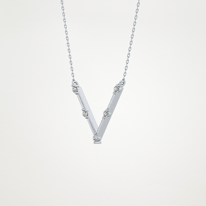 0.08 TCW Round Lab Grown Diamond V Shaped Five Stone Necklace