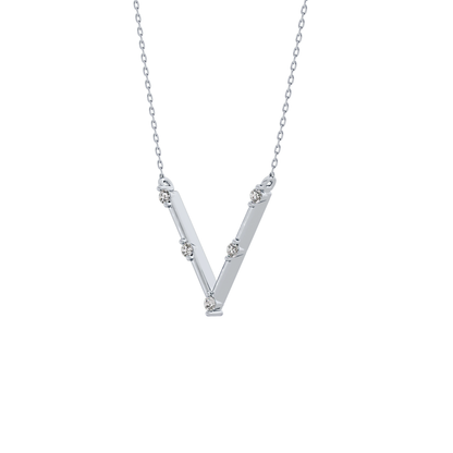 0.08 TCW Round Lab Grown Diamond V Shaped Five Stone Necklace