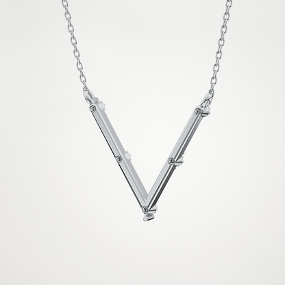 0.08 TCW Round Lab Grown Diamond V Shaped Five Stone Necklace