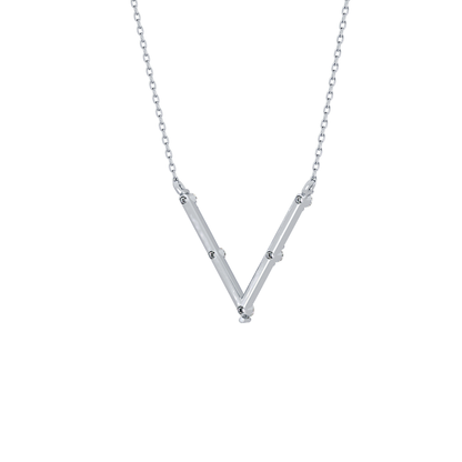 0.08 TCW Round Lab Grown Diamond V Shaped Five Stone Necklace