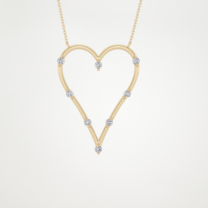0.24 TCW Round Lab Grown Diamond Heart Shaped Necklace