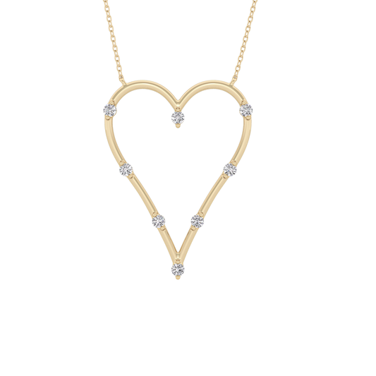 0.24 TCW Round Lab Grown Diamond Heart Shaped Necklace