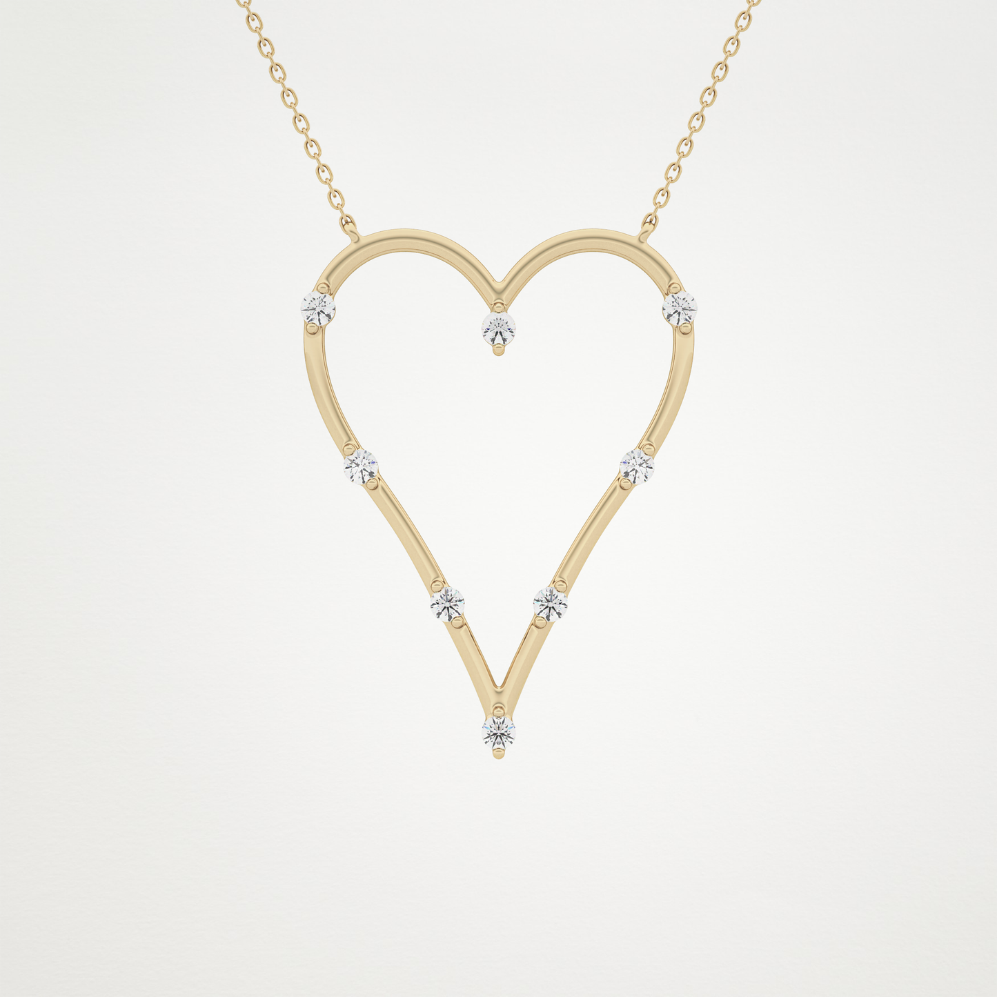 0.24 TCW Round Lab Grown Diamond Heart Shaped Necklace