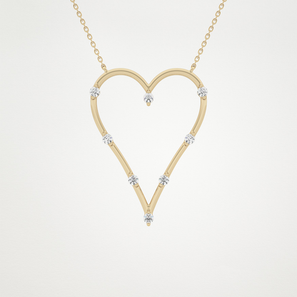 0.24 TCW Round Lab Grown Diamond Heart Shaped Necklace