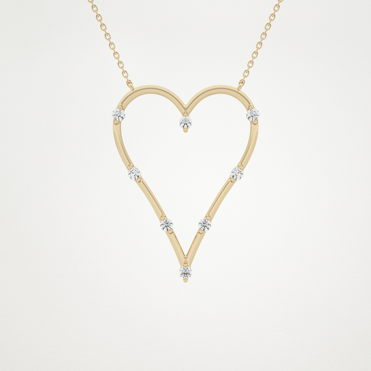 0.24 TCW Round Lab Grown Diamond Heart Shaped Necklace
