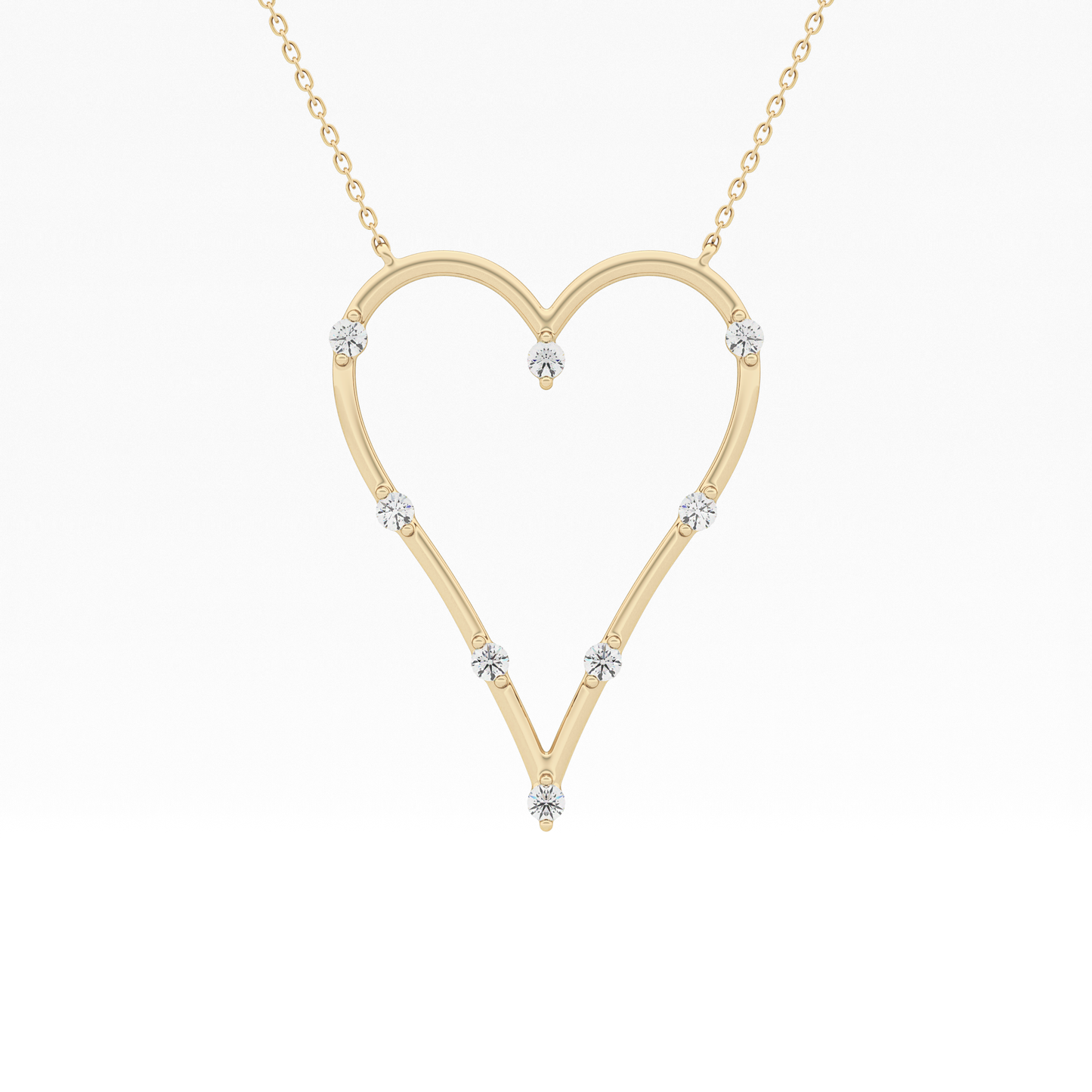 0.24 TCW Round Lab Grown Diamond Heart Shaped Necklace