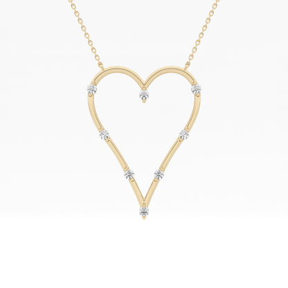 0.24 TCW Round Lab Grown Diamond Heart Shaped Necklace