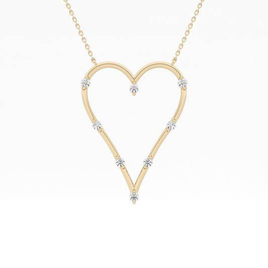 0.24 TCW Round Lab Grown Diamond Heart Shaped Necklace