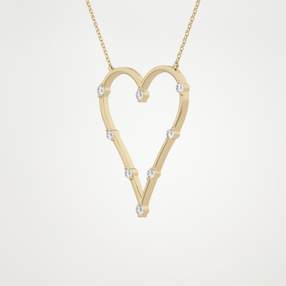 0.24 TCW Round Lab Grown Diamond Heart Shaped Necklace