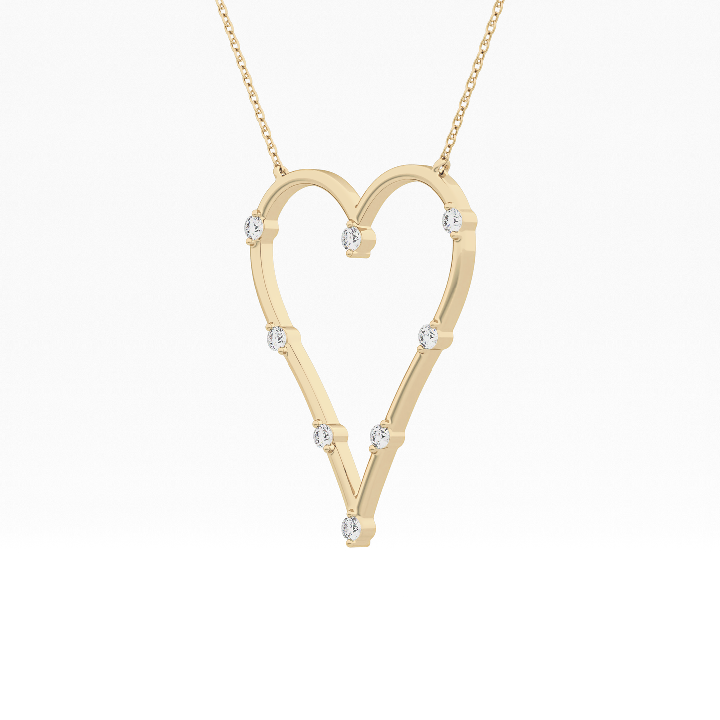 0.24 TCW Round Lab Grown Diamond Heart Shaped Necklace