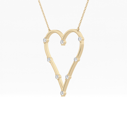 0.24 TCW Round Lab Grown Diamond Heart Shaped Necklace