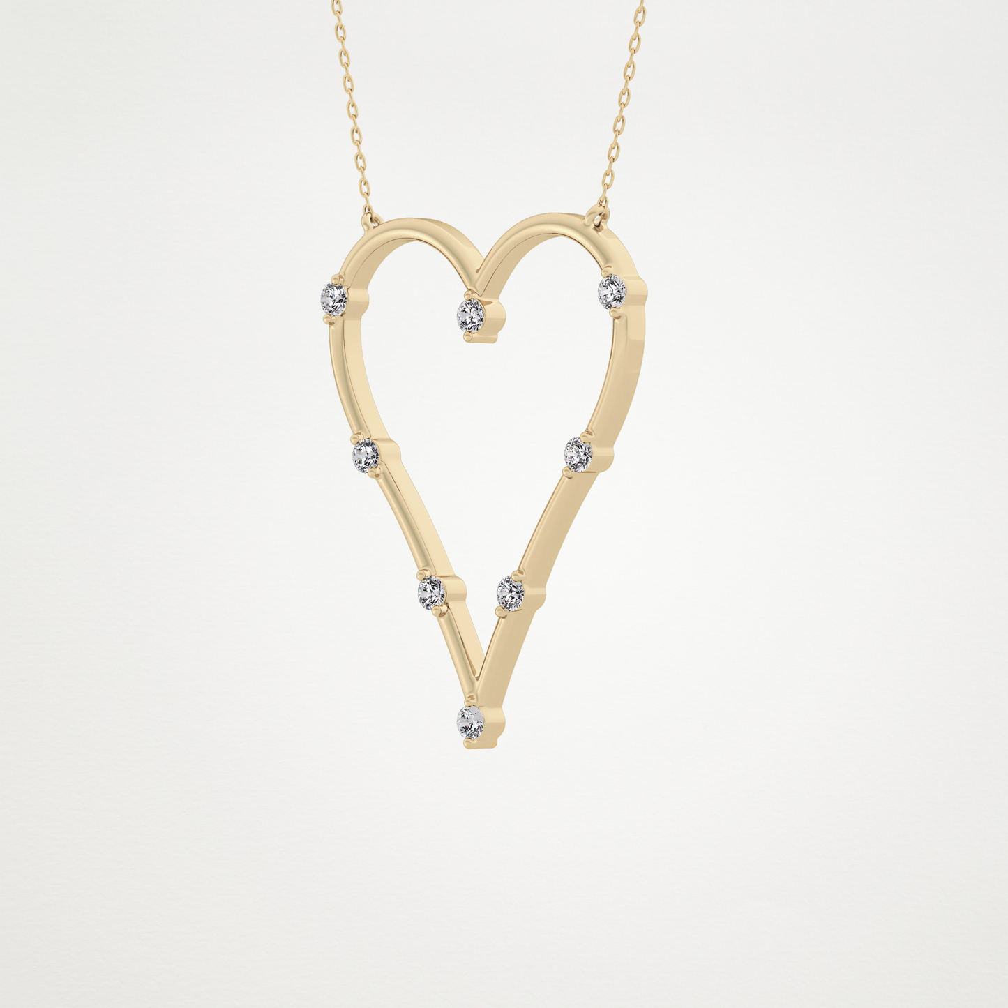 0.24 TCW Round Lab Grown Diamond Heart Shaped Necklace