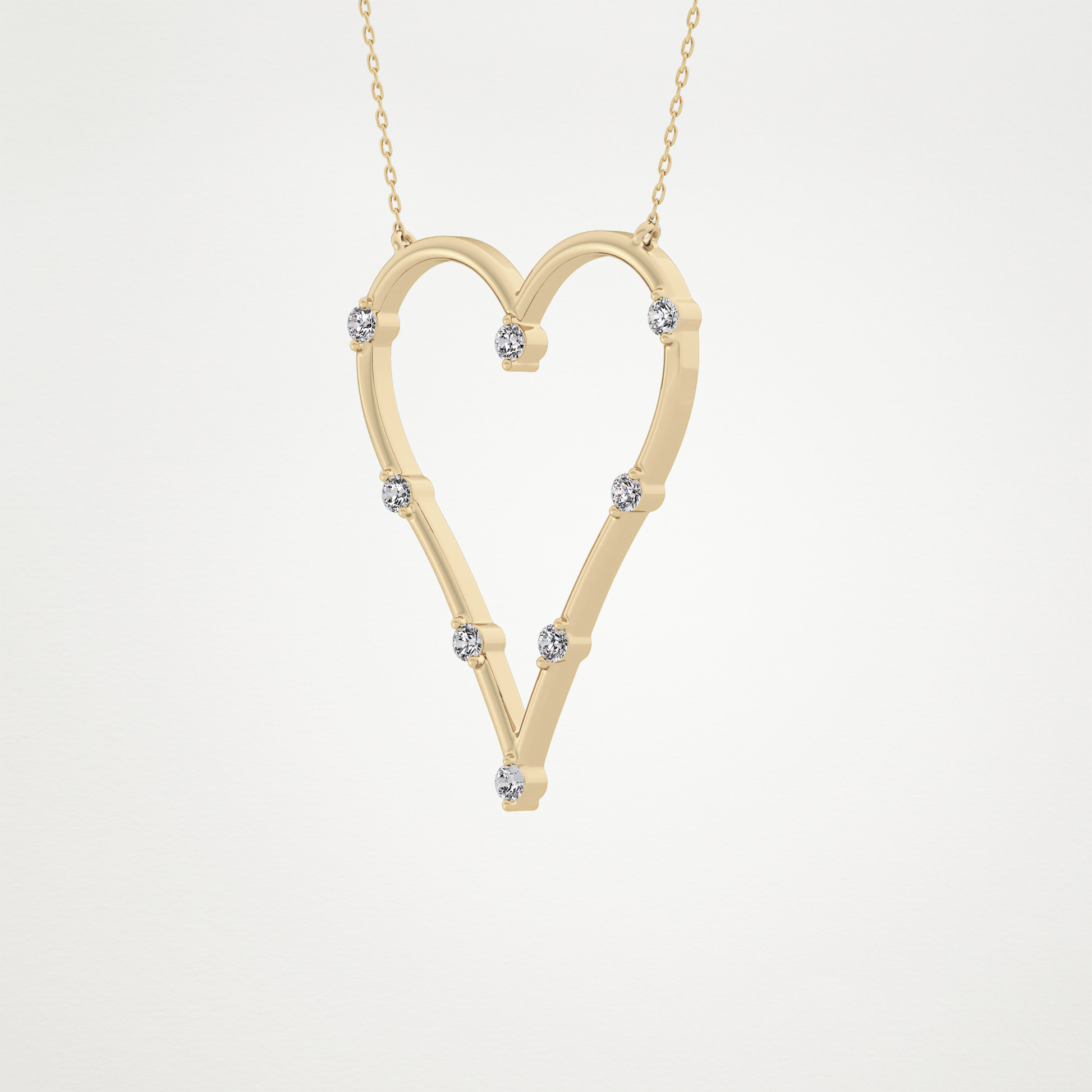 0.24 TCW Round Lab Grown Diamond Heart Shaped Necklace