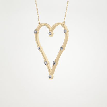 0.24 TCW Round Lab Grown Diamond Heart Shaped Necklace