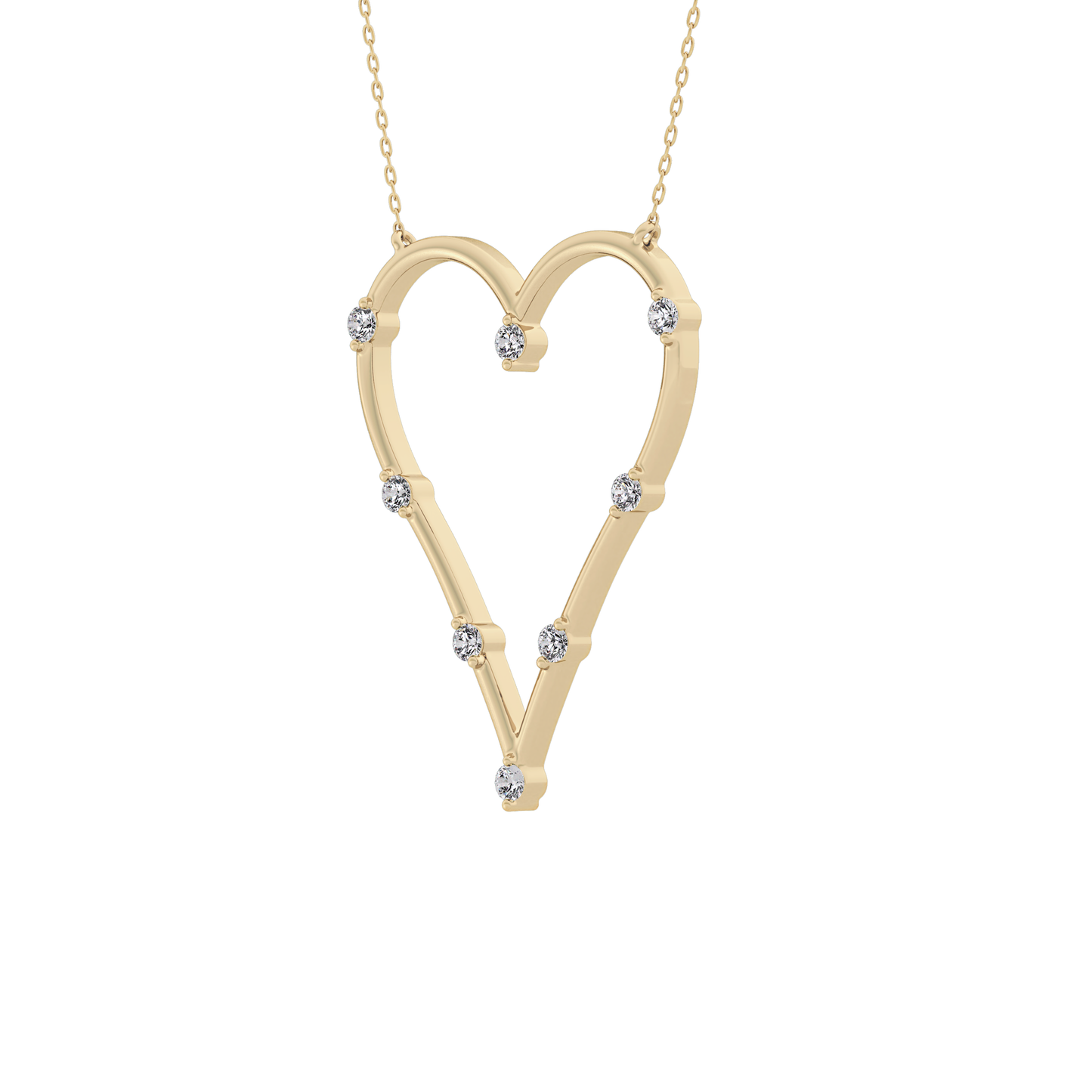 0.24 TCW Round Lab Grown Diamond Heart Shaped Necklace