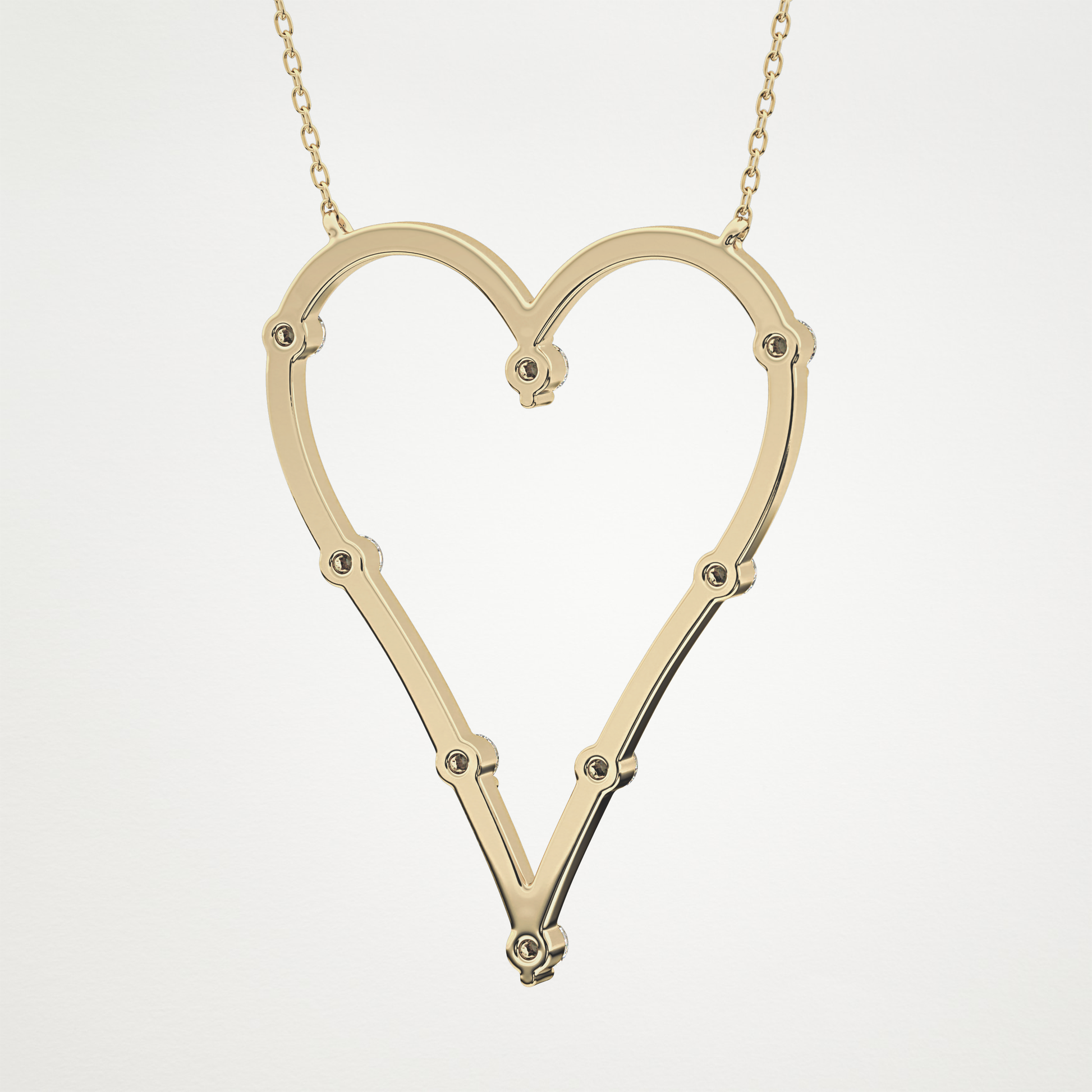 0.24 TCW Round Lab Grown Diamond Heart Shaped Necklace