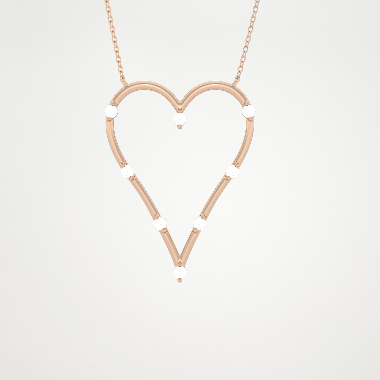 0.24 TCW Round Lab Grown Diamond Heart Shaped Necklace